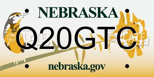 Q20GTC Nebraska License Plate