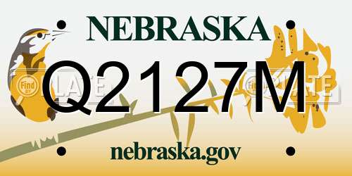 Q2127M Nebraska License Plate