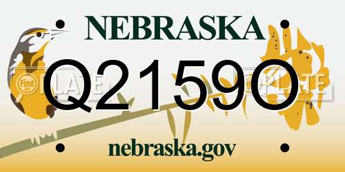 Q2159O Nebraska License Plate