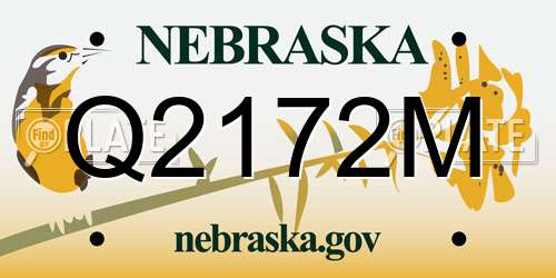 Q2172M Nebraska License Plate
