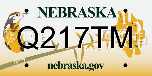 Q217TM Nebraska License Plate