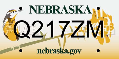 Q217ZM Nebraska License Plate