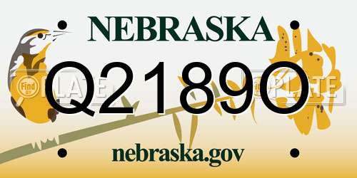 Q2189O Nebraska License Plate