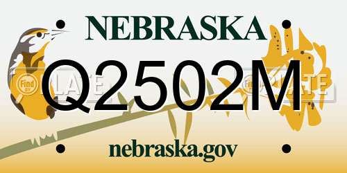 Q2502M Nebraska License Plate