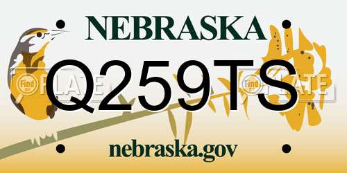 Q259TS Nebraska License Plate