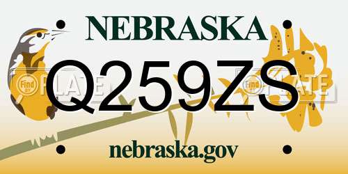 Q259ZS Nebraska License Plate