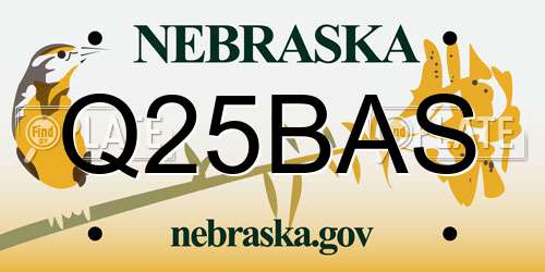 Q25BAS Nebraska License Plate