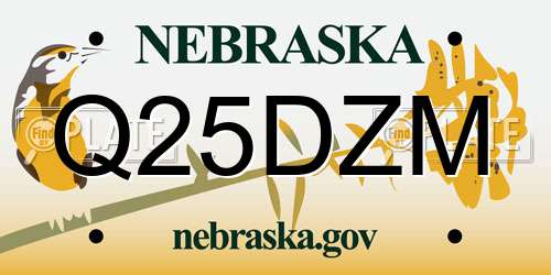 Q25DZM Nebraska License Plate