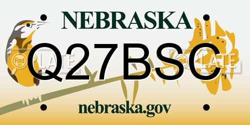Q27BSC Nebraska License Plate