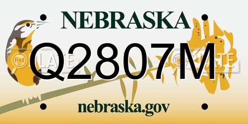 Q2807M Nebraska License Plate