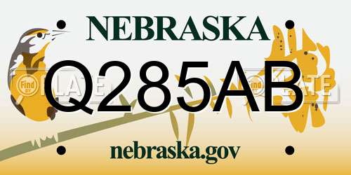 Q285AB Nebraska License Plate