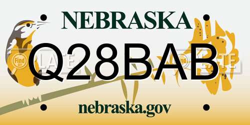 Q28BAB Nebraska License Plate