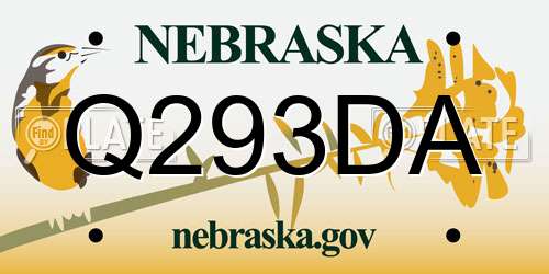 Q293DA Nebraska License Plate