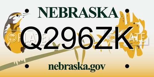 Q296ZK Nebraska License Plate
