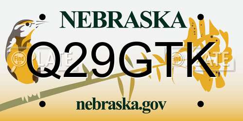 Q29GTK Nebraska License Plate