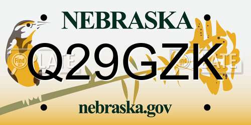 Q29GZK Nebraska License Plate