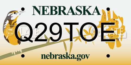 Q29TOE Nebraska License Plate