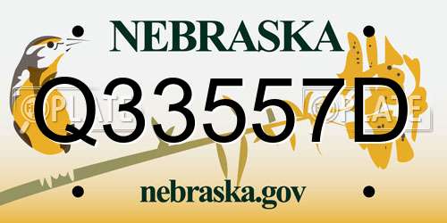 Q33557D Nebraska License Plate