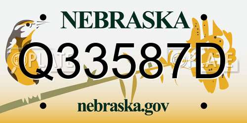 Q33587D Nebraska License Plate