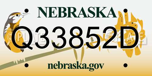 Q33852D Nebraska License Plate