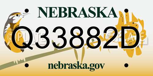 Q33882D Nebraska License Plate