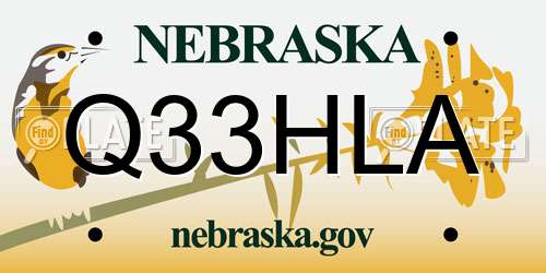 Q33HLA Nebraska License Plate