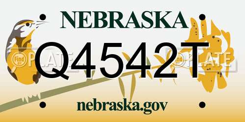 Q4542T Nebraska License Plate