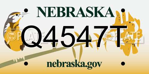 Q4547T Nebraska License Plate