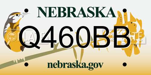 Q460BB Nebraska License Plate