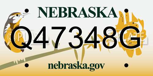 Q47348G Nebraska License Plate