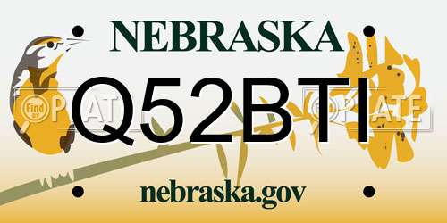 Q52BTI Nebraska License Plate