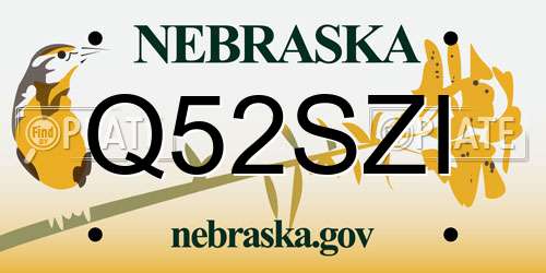 Q52SZI Nebraska License Plate