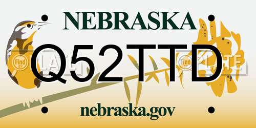 Q52TTD Nebraska License Plate