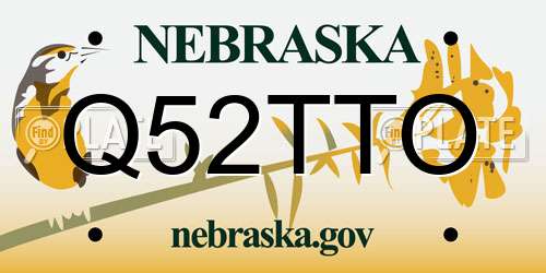 Q52TTO Nebraska License Plate