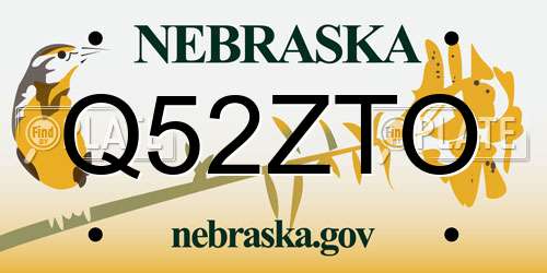 Q52ZTO Nebraska License Plate