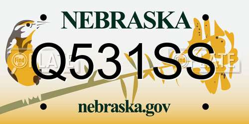 Q531SS Nebraska License Plate