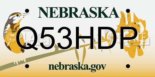 Q53HDP Nebraska License Plate