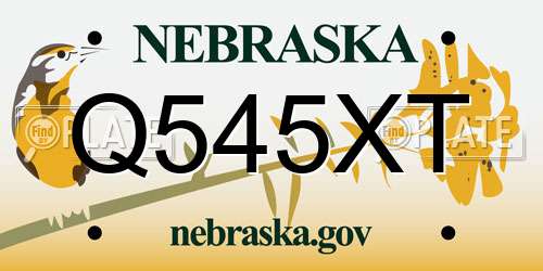 Q545XT Nebraska License Plate