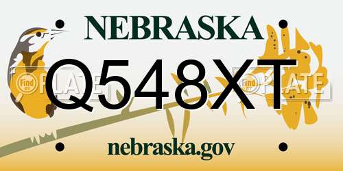 Q548XT Nebraska License Plate