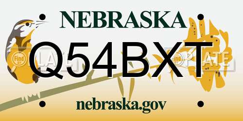 Q54BXT Nebraska License Plate