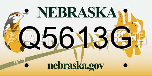 Q5613G Nebraska License Plate