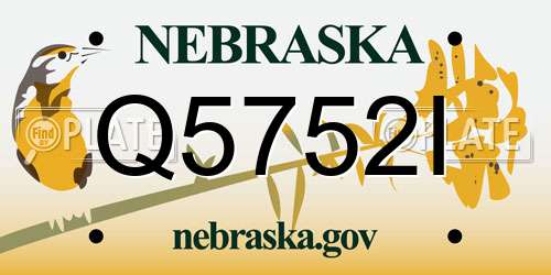 Q5752I Nebraska License Plate