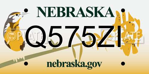 Q575ZI Nebraska License Plate