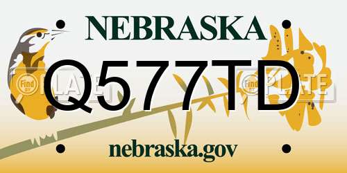Q577TD Nebraska License Plate