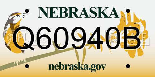 Q60940B Nebraska License Plate