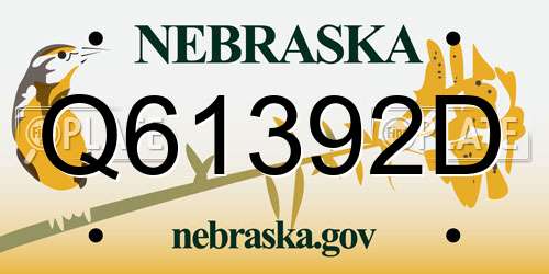 Q61392D Nebraska License Plate