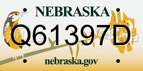 Q61397D Nebraska License Plate
