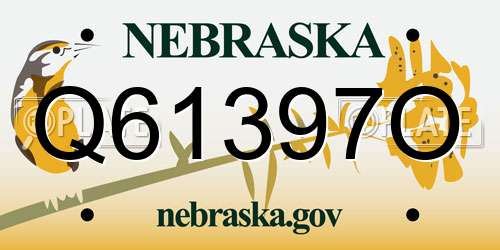 Q61397O Nebraska License Plate