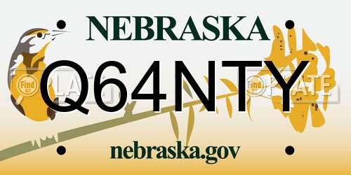 Q64NTY Nebraska License Plate