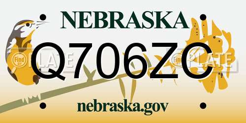 Q706ZC Nebraska License Plate